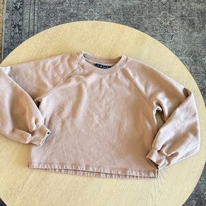 ABERCROMBIE Bubble Sleeve Crop Sweatshirt Beige XS